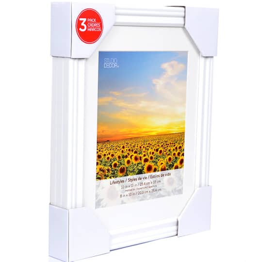 3 White Frames With Mat, 8" x 10", Lifestyles By Studio Décor®